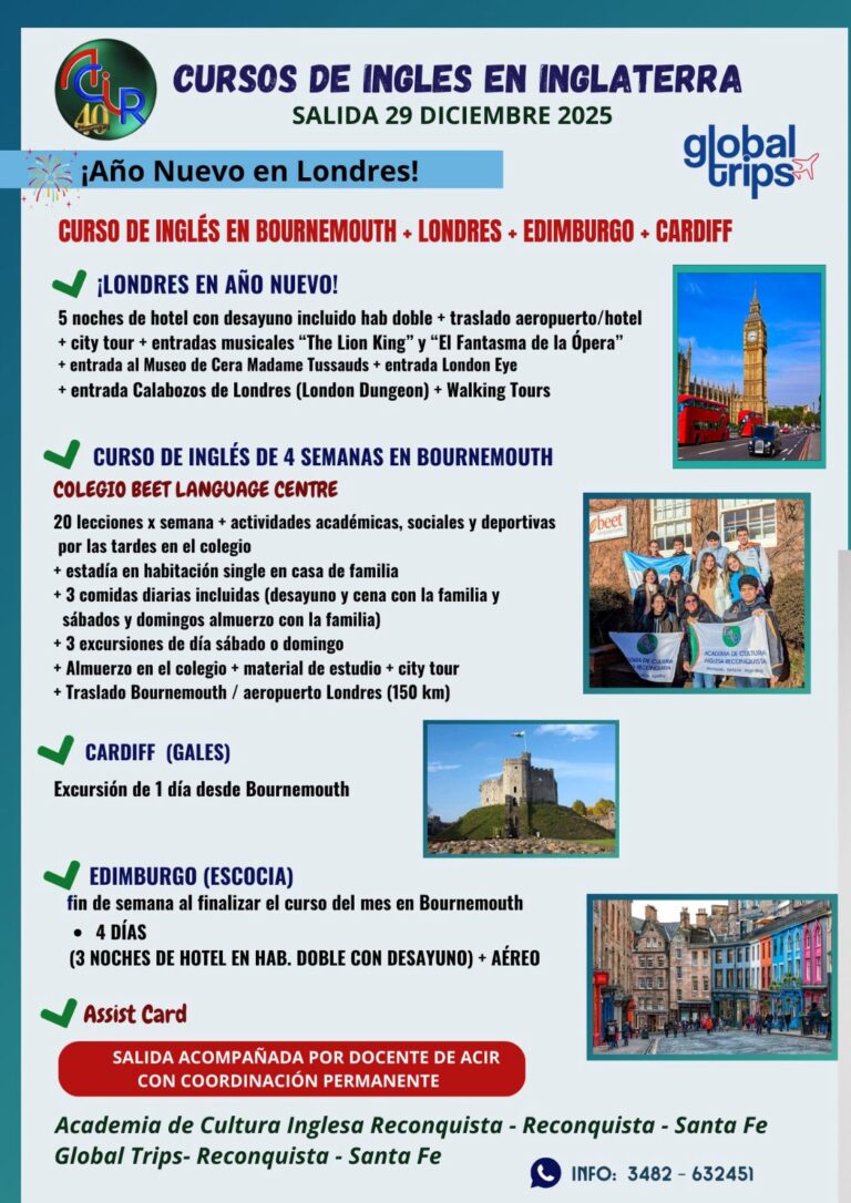 Descripcion viaje a Inglaterra Enero 2026